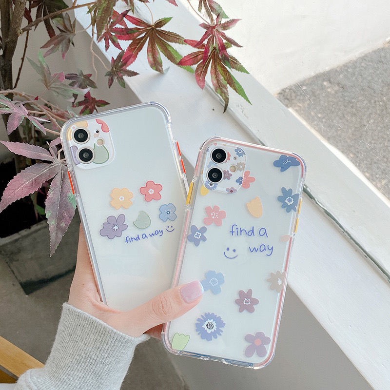 Ốp điện thoại silicon mềm trong suốt họa tiết hoa dễ thương thích hợp cho iPhone 11 12 Pro Max 7 8 Plus Xr Xsmax