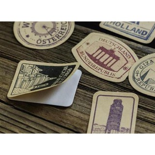 Bộ 46 Sticker Tem Thư Kỳ Quan Thế Giới E60