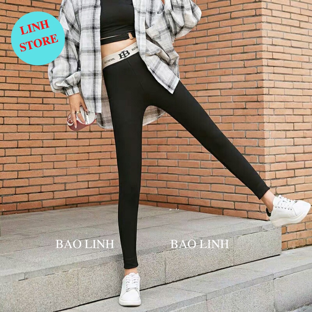 Quần Legging Nữ Len Tăm Lưng Cao Linh Store, Quần Nỉ Nữ Dáng Dài Ôm Body Cạp Chữ