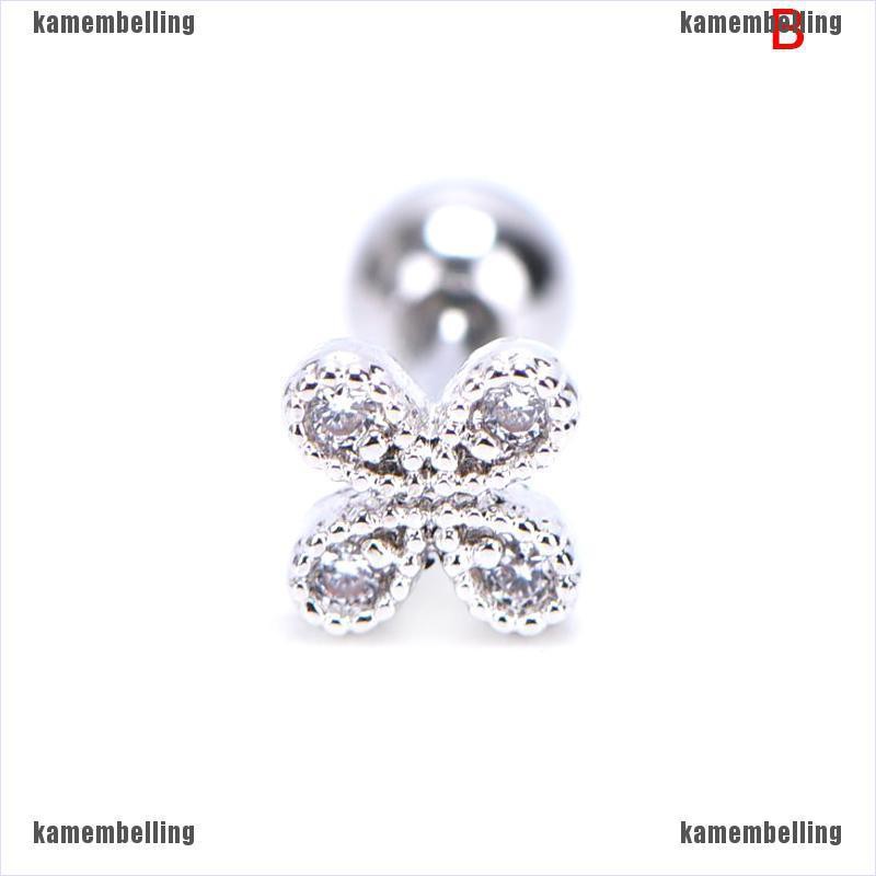 [KAM] Khuyên Xỏ Sụn Tai Helix Đính Kim Cương Giả Pha Lê Hình Hoa Mặt Tr