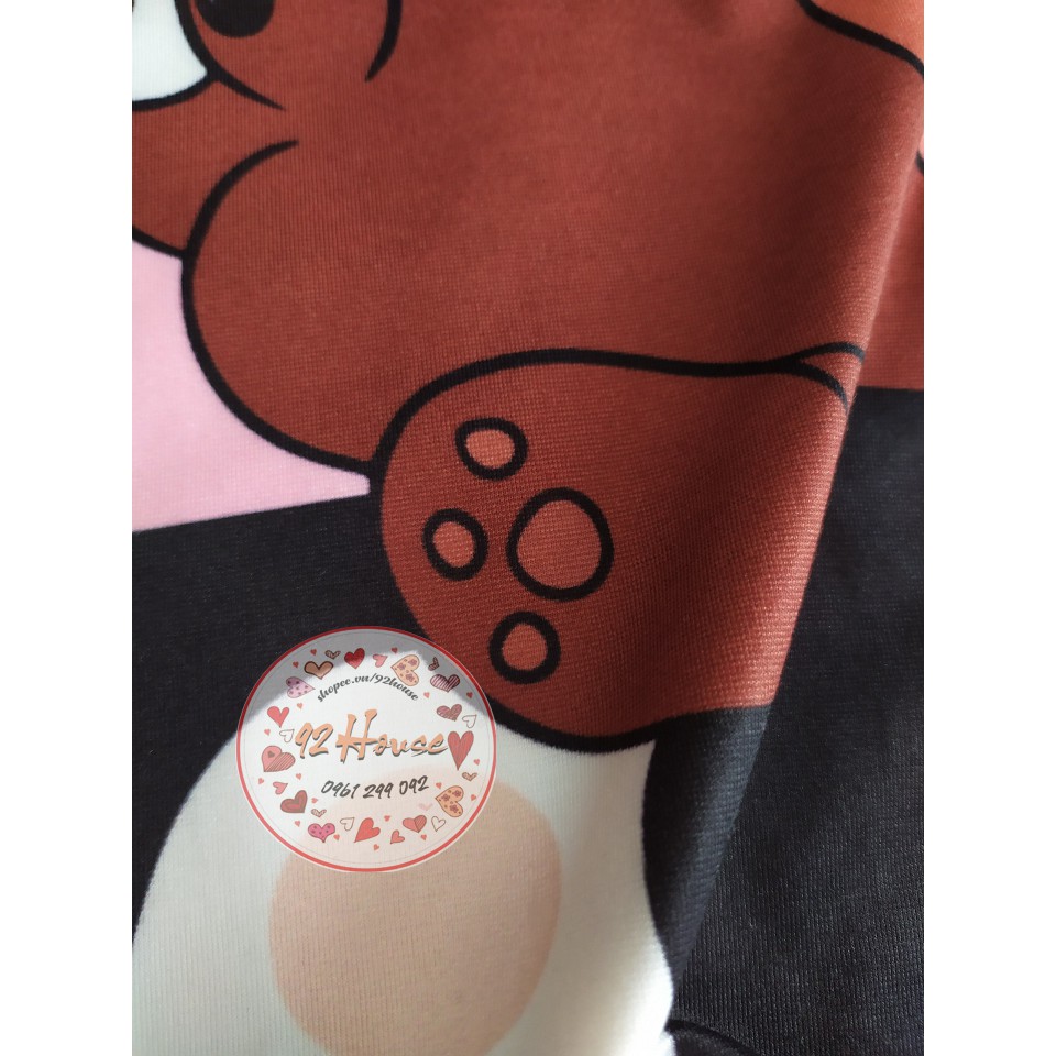 Đồ bộ cartoon unisex gấu ngộ nghĩnh freesize form rộng tay lỡ