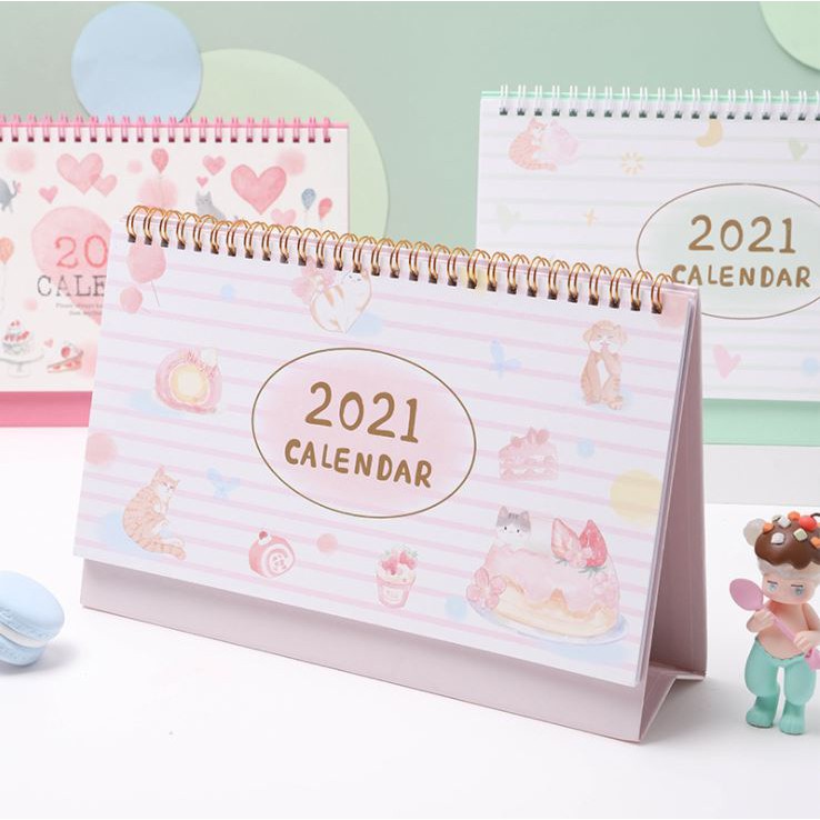 Lịch Để Bàn 2021 Dessert House Cat Desk Calendar