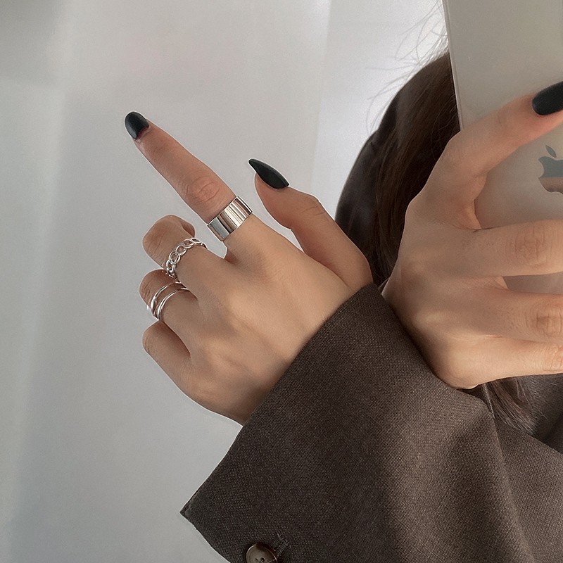 Set nhẫn mạ bạc S925 cá tính thời trang cho phái nữ