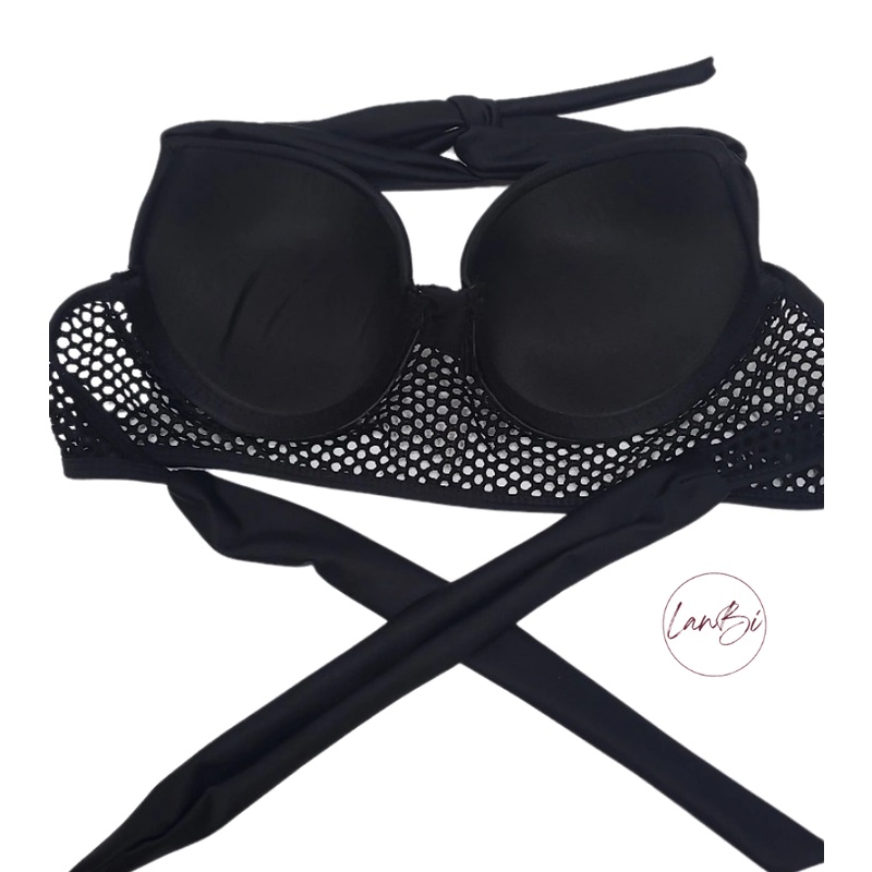 Đồ Bơi Nữ Bikini LANBISHOP Combo Set Hai Mảnh Phối Lưới Kèm Khăn Lanbi-010-1