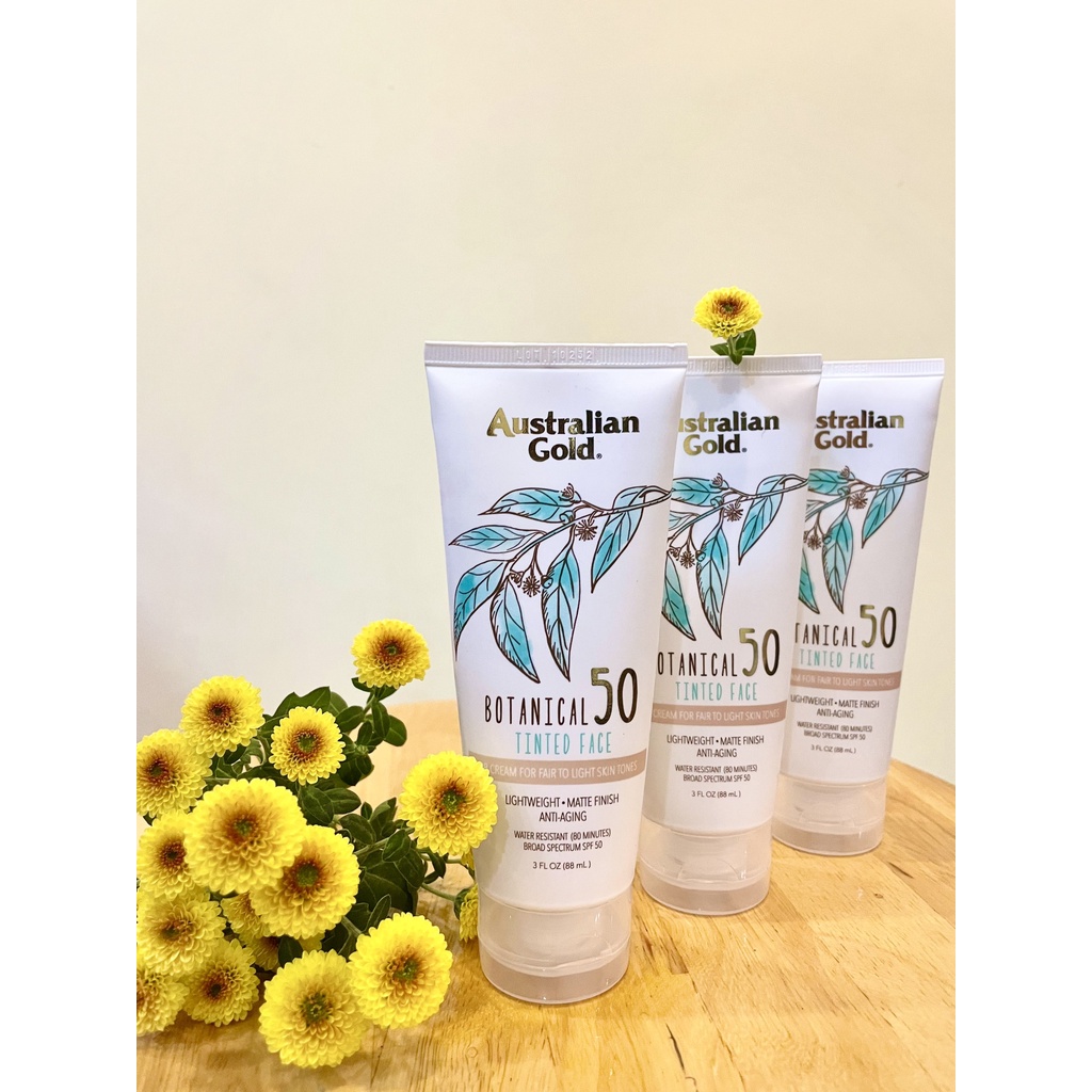 Kem chống nắng vật lý kiềm dầu Australian Gold Botanical Sunscreen SPF 50 Tinted