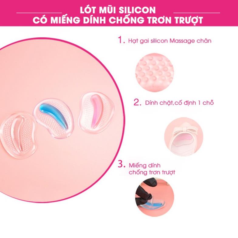 2 Miếng Dán Lót Mũi Giày Silicon Kích Size Giầy, Chống Đau Chân Cao Cấp - hickies