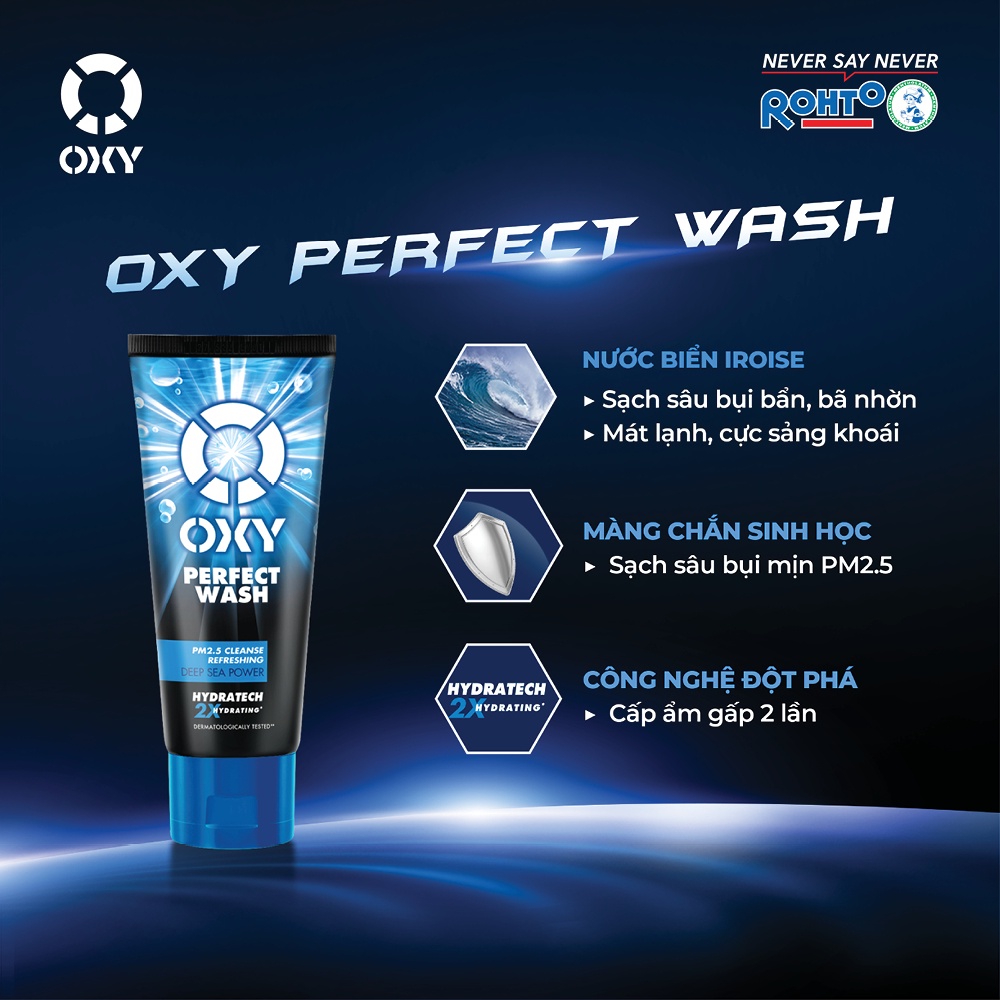 Kem rửa mặt sạch sâu bụi mịn PM2.5-mát lạnh OXY Perfect Wash 100g