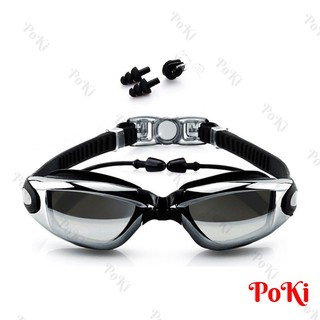 Kính bơi thời trang mắt tráng GƯƠNG 6615 gồm Bịt Tai + Kẹp Mũi, kính bơi ngăn UV cao cấp - POKI
