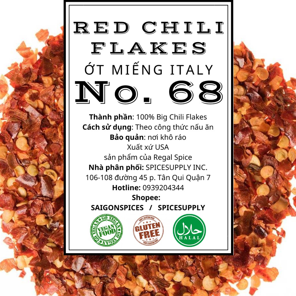 Crushed Red Pepper - Ớt Miếng Italy Pepper Flakes SPICESUPPLY Việt Nam Hũ 50g