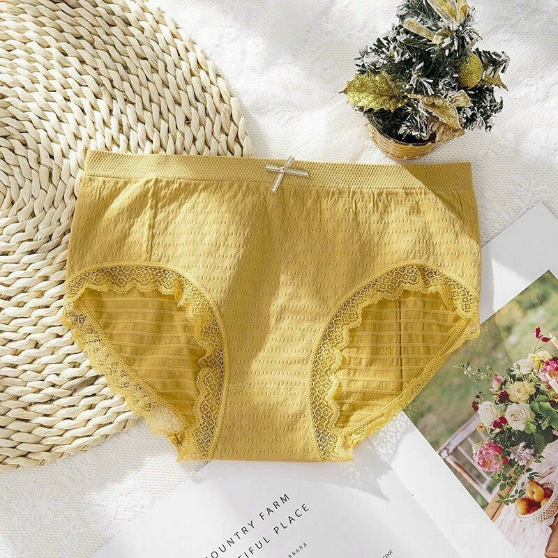 QUẦN LÓT ĐÍNH NƠ COTTON NHĂN CAO CẤP