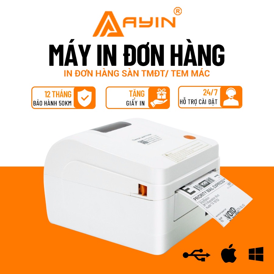 Máy in nhiệt,máy in đơn hàng,tem nhãn,logo AYIN 244 khổ A6,A7