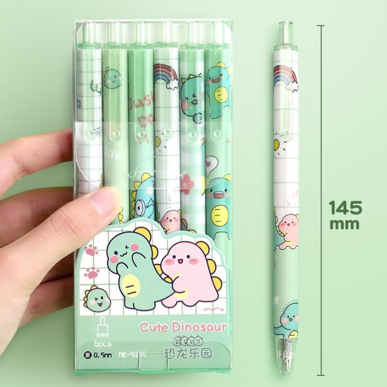 Set 6 Bút Bi Mực Đen Ngòi 0.5Mm Thiết Kế Dễ Thương Có Thể Thu Gọn Tiện Dụng