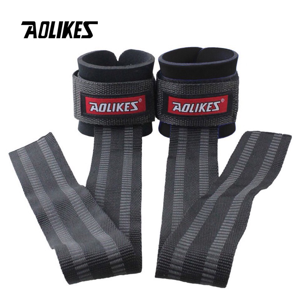 DÂY KÉO LƯNG (STRAPS) AOLIKE PHIÊN BẢN KHÓA DÁN, HỖ TRỢ TẬP GYM CAO CẤP, VẢI DÀY DẶN AOLIKES 7638