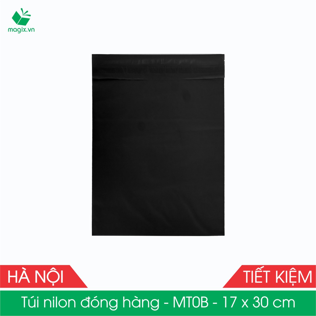 MT0B - 17x30 cm - Túi nilon TIẾT KIỆM gói hàng - 100 túi niêm phong đóng hàng màu ĐEN