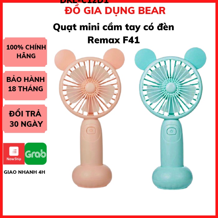 Quạt cầm tay mini tích điện RM F41, có đèn chiếu sáng,hàng cao cấp, an toàn không độc hại, pin bền, động cơ chạy êm