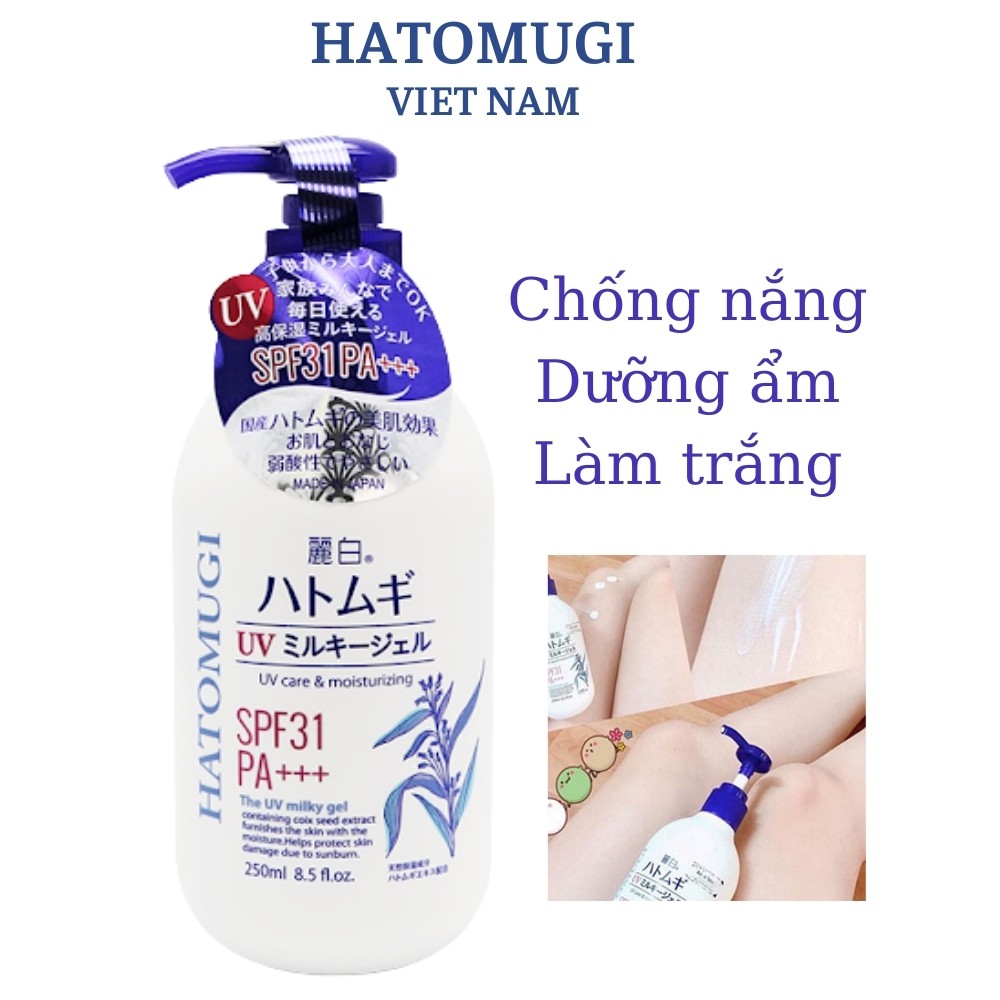 [Mã SKAMLTEX16 giảm 10K đơn 50K] Sữa Dưỡng Thể Chống Nắng Làm Trắng Sáng Da Toàn Thân HATOMUGI Nhật Bản Chính Hãng 250ml