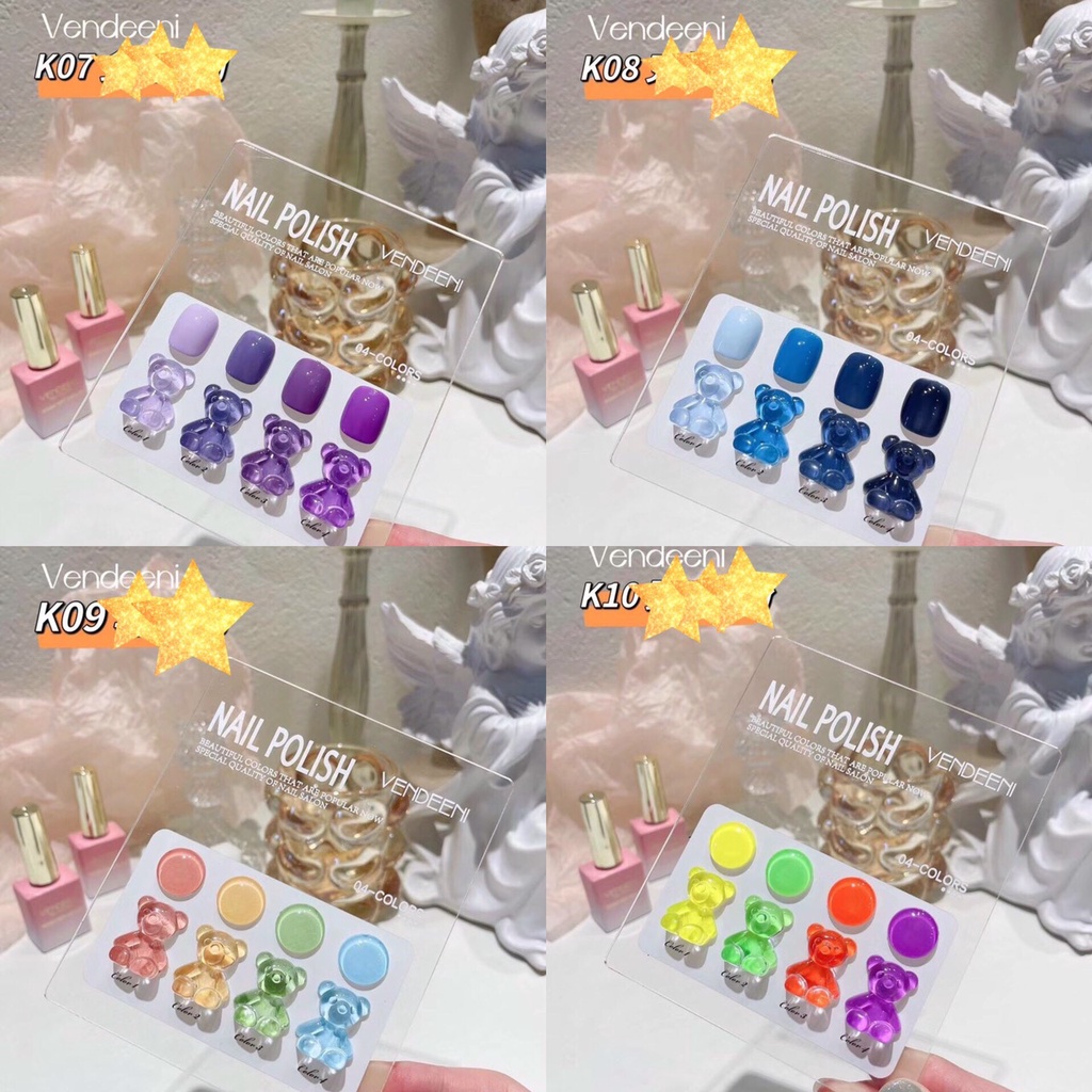 (Hàng mới về) Set sơn gel VENDEENI - Set 4 chai 15ml tặng kèm bảng màu