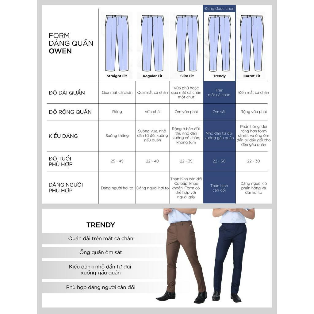 Quần tây nam Owen Trendy màu Xanh chất liệu Nano - QD22439