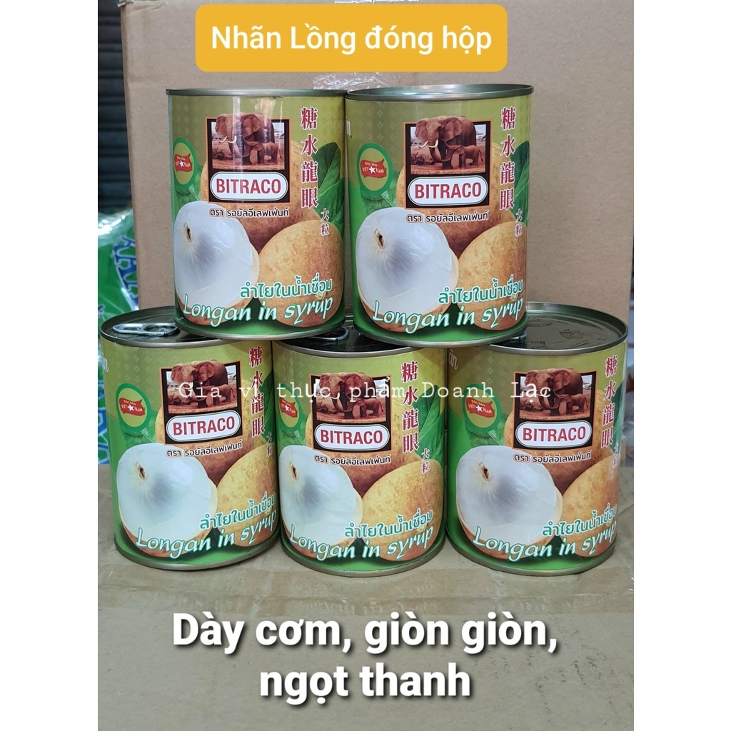 Loại 1. Nhãn lồng ngâm nước đường / nhãn lon 565gr👍Trái giòn, dày, ngọt thanh🍨Topping trà sữa, cocktail