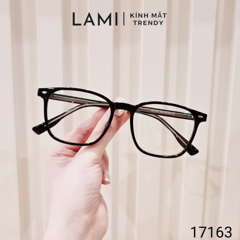 Gọng kính cận nam nữ Lami gọng nhựa lõi kim loại mắt vuông bo tròn góc 17163