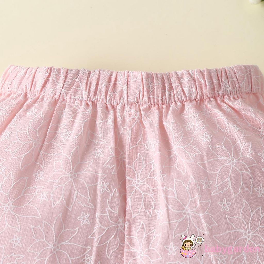 Quần Dài Màu Hồng In Hoa Cho Bé Gái