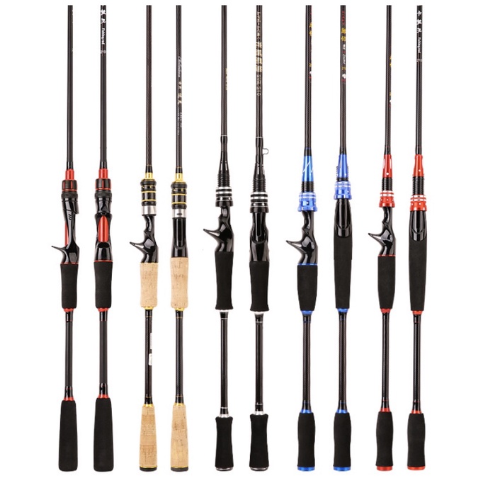 Cần câu máy 2 KHÚC Siêu khỏe Siêu Nhẹ - CỨNG M/ML - BLACK SHARK  Carbon X - Cần câu cá xa bờ, lăng-xê, lure, lục, rê..