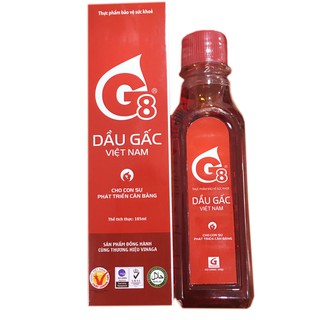 Dầu gấc g8 Việt Nam cho bé ăn dặm 185ml giúp bé phát triển thị lực, bổ sung vitamin A E, tăng sức đề kháng cho bé