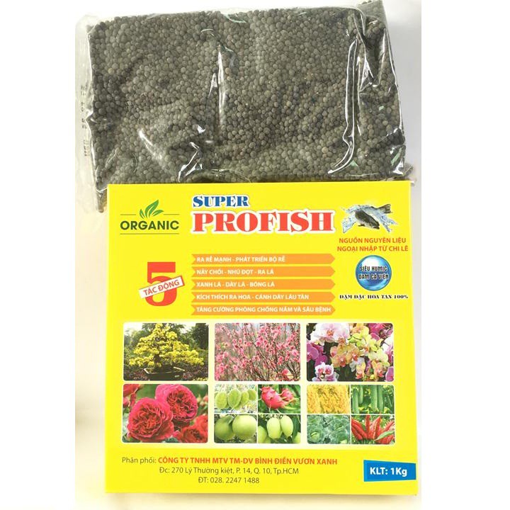 SUPER PROFISH 1kg Nhập hữu cơ khẩu Chi Lê Phân cá và humic axit đậm đặc cho Phong lan và Hoa hồng, rau của quả