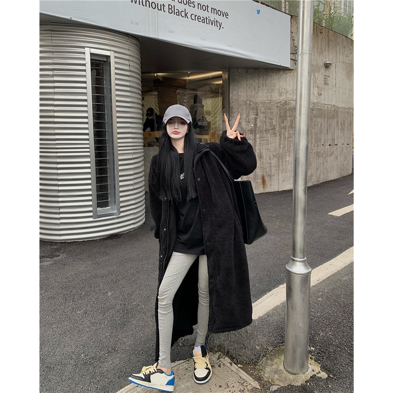 Áo khoác lông dáng dài phong cách Hàn Quốc trẻ trung ngọt ngào hàng Quảng Châu cao cấp đầu mùa đông