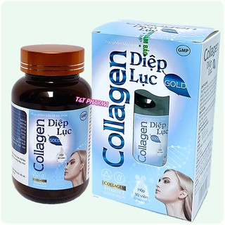 Viên Uống Trắng Da Toàn Thân Diệp Lục Collagen – Làm đẹp da, chống lão hóa, giảm thâm nám-Hộp 30 viên- xanh