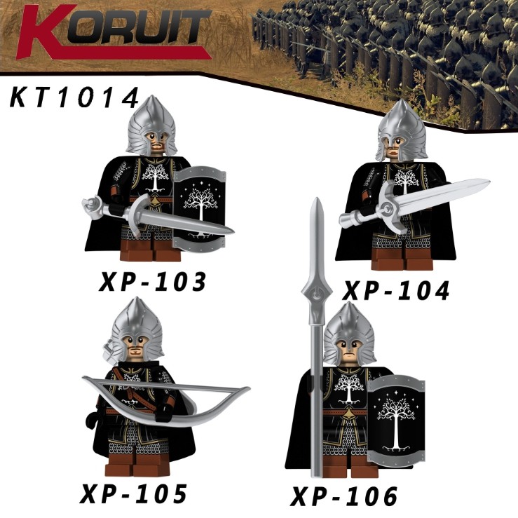 Bộ minifigures Quân lính Gondor truyện LOTR - Koruit 1014A - 4 minifigs