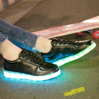 Giày Phát Sáng 7 Màu Nam Nữ - Màu Đen Trơn-t76