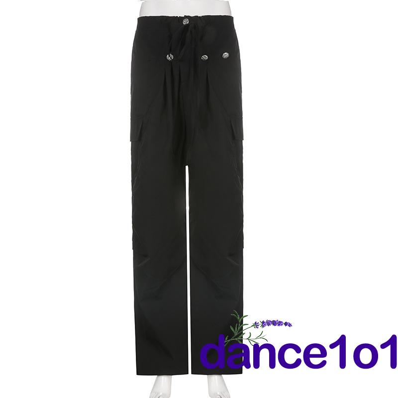 Quần Dài Lưng Thấp Rút Dây Tập Múa Cho Nữ 1O1-Y2k