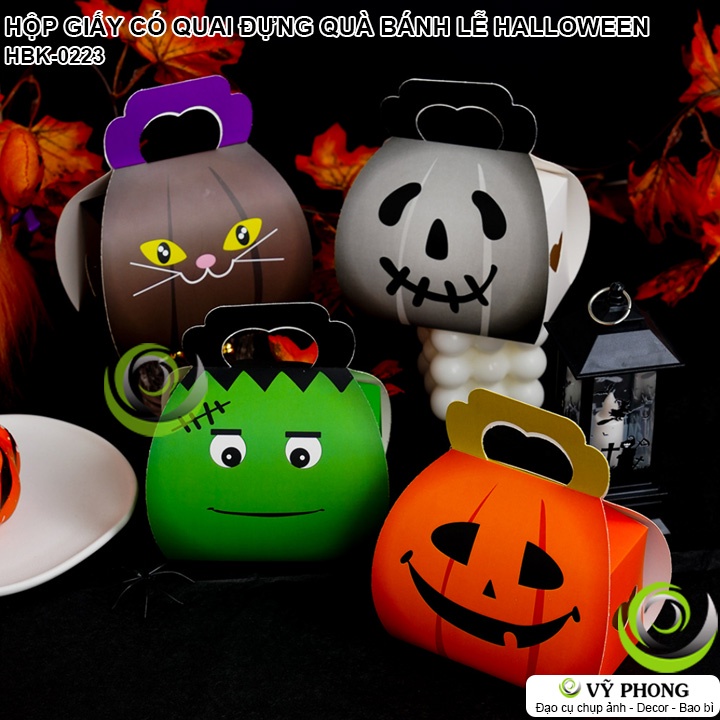 HỘP GIẤY CÓ QUAI XÁCH ĐỰNG BÁNH KẸO LỄ HALLOWEEN HỘP ĐỰNG QUÀ TẶNG DECOR TRANG TRÍ LỄ HỘI MA QUỶ HBK-0223