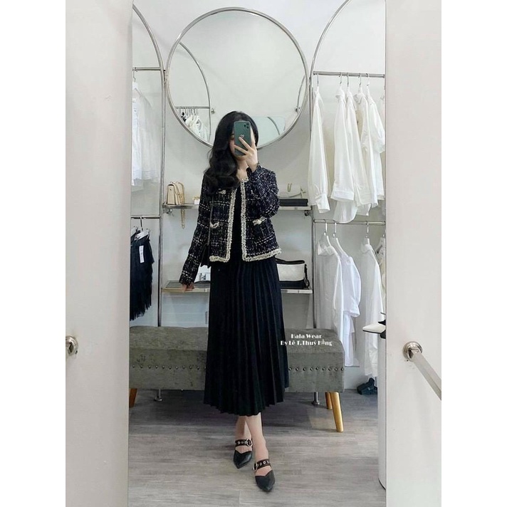 Chân váy xếp ly dáng dài - Váy midi nhẹ nhàng cấp chuẩn mẫu mặc HÀNG LOẠI 1 SX10