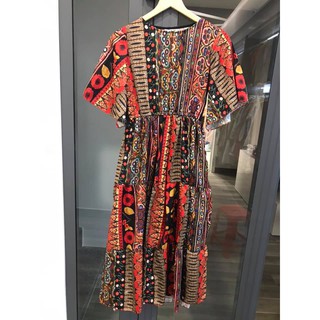 Đầm Maxi Thổ Cẩm Maxi Tay Loe Siêu Yêu