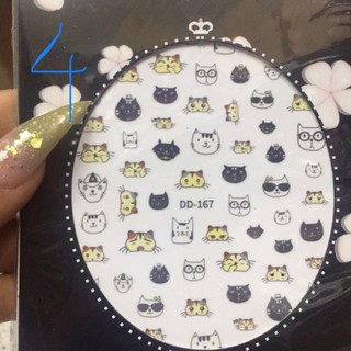 Sticker Dán Móng Hình Mèo, Trăng Sao, Vân Đá, .....