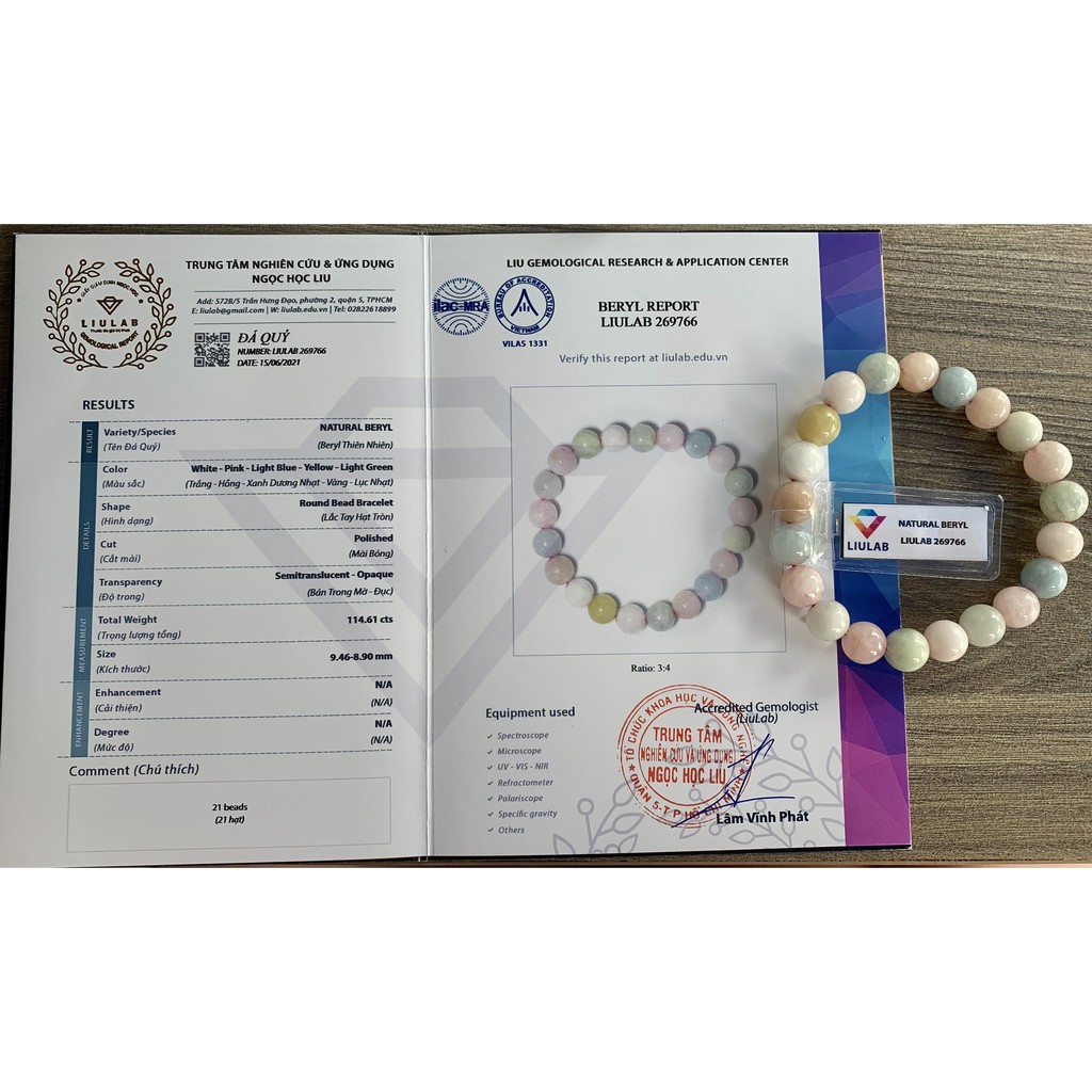 Vòng tay Senyda đá Beryl đa sắc thiên nhiên size 8mm VT041