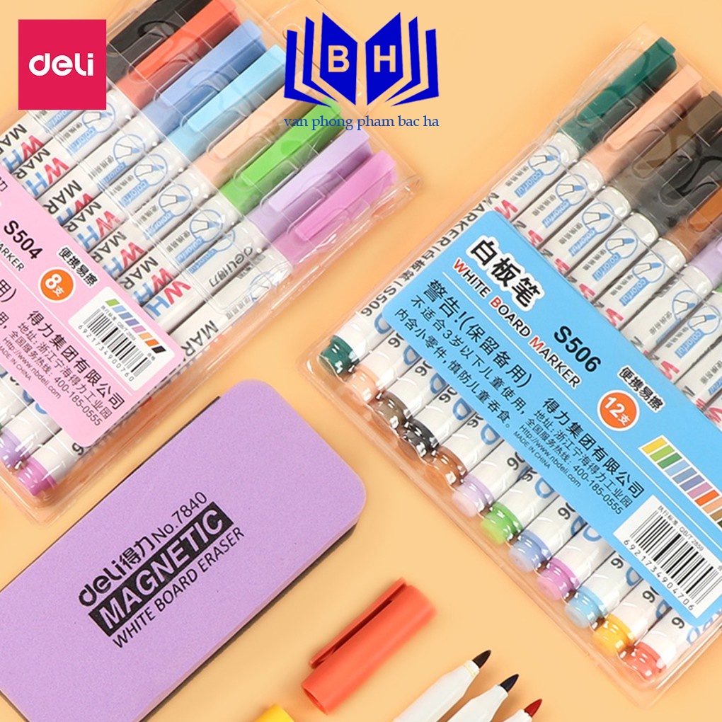 Bút dạ đa năng Deli - 8/12 màu - Viết trên nhiều chất liệu - 1 hộp - S504 / S506