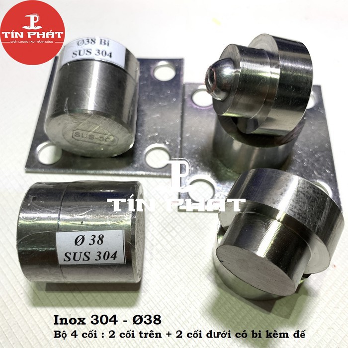 Bản lề cối xoay 360º - Inox 304 Ø38 - Bộ 4 Dùng cho cửa 2 cánh