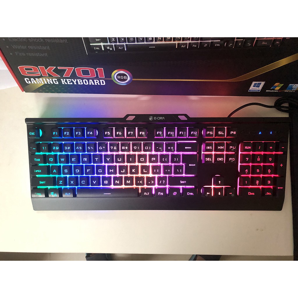 [Mã SKAMSALE03 giảm 10% đơn 200k] Bàn phím Gaming EDRA EK701 - Chống nước tuyệt đối - Led RGB - Màu đen - BH 24 tháng