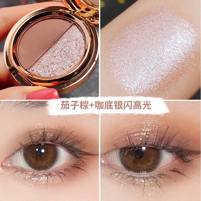 Bảng Phấn Mắt Hai Màu Sắc Hiệu Ứng Ánh Kim Độc Đáo