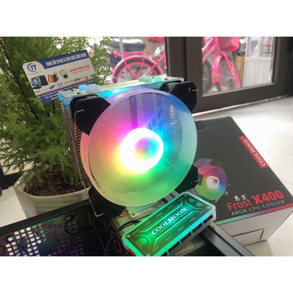 Tản nhiệt khí, Fan CPU Coolmoon X400 Led RGB Bộ tản nhiệt máy tính 5V ARGB Intel SK 1200, AMD AM4