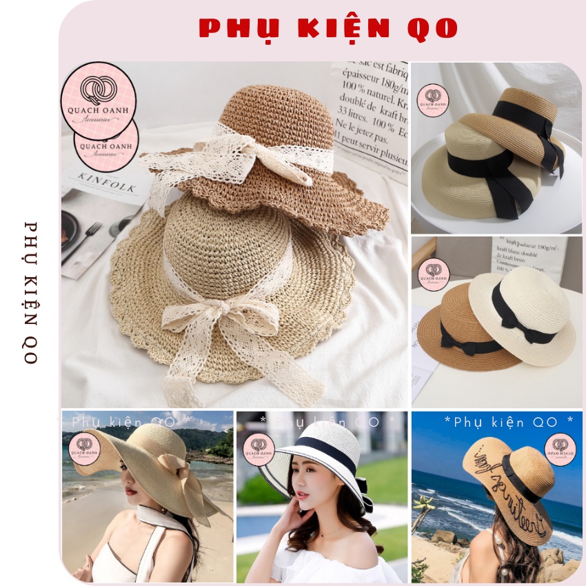 Mũ Cói Gấp Gọn Phong Cách Vintage Phối Nơ Ren – MU39