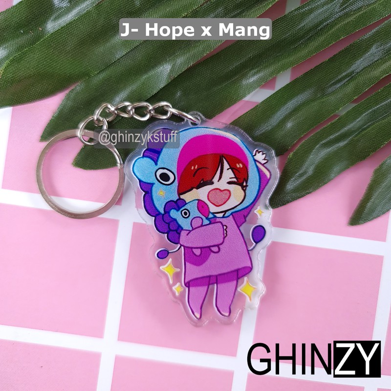 Móc Khóa Acrylic Hình Các Thành Viên Bts X Bt21 Taehyung V Rm Suga J-Hope Jin Chibi Series 2