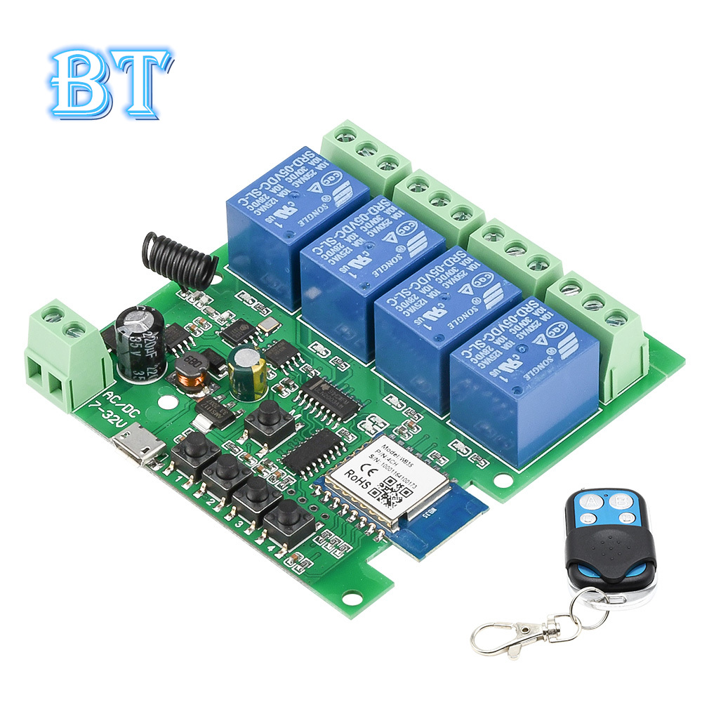 Mô đun chuyển tiếp điều khiển từ xa USB5V/DC7-32V 4 kênh điều khiển WIFI từ xa điều khiển từ xa tần số vô tuyến 433MHZ