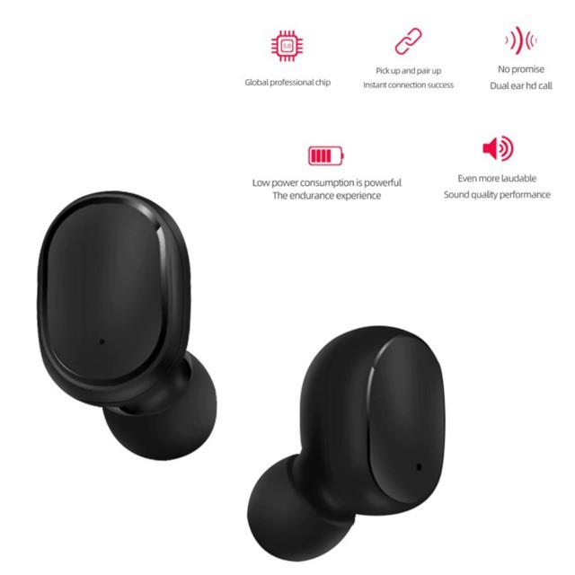 Tai nghe không dây Xiaomi - Redmi Airdots A6s Đen - Bluetooth 5.0, Pin 12 tiếng kèm hộp