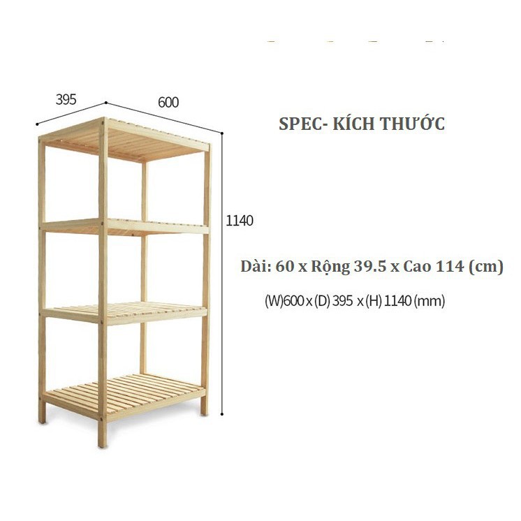 KỆ GỖ ĐỂ LÒ VI SÓNG 4 TẦNG - GỖ THÔNG NHẬP KHẨU - SIZE 60 X 114CM | BigBuy360 - bigbuy360.vn