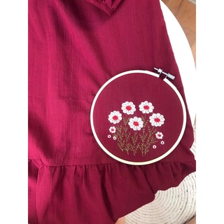 đầm suông linen thun đỏ mận tết