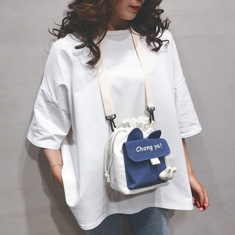 Túi Xách Nữ Túi Đeo Chéo Vai Vải Canvas Trơn Phong Cách Hàn Quốc Ngọt Ngào Dễ Thương